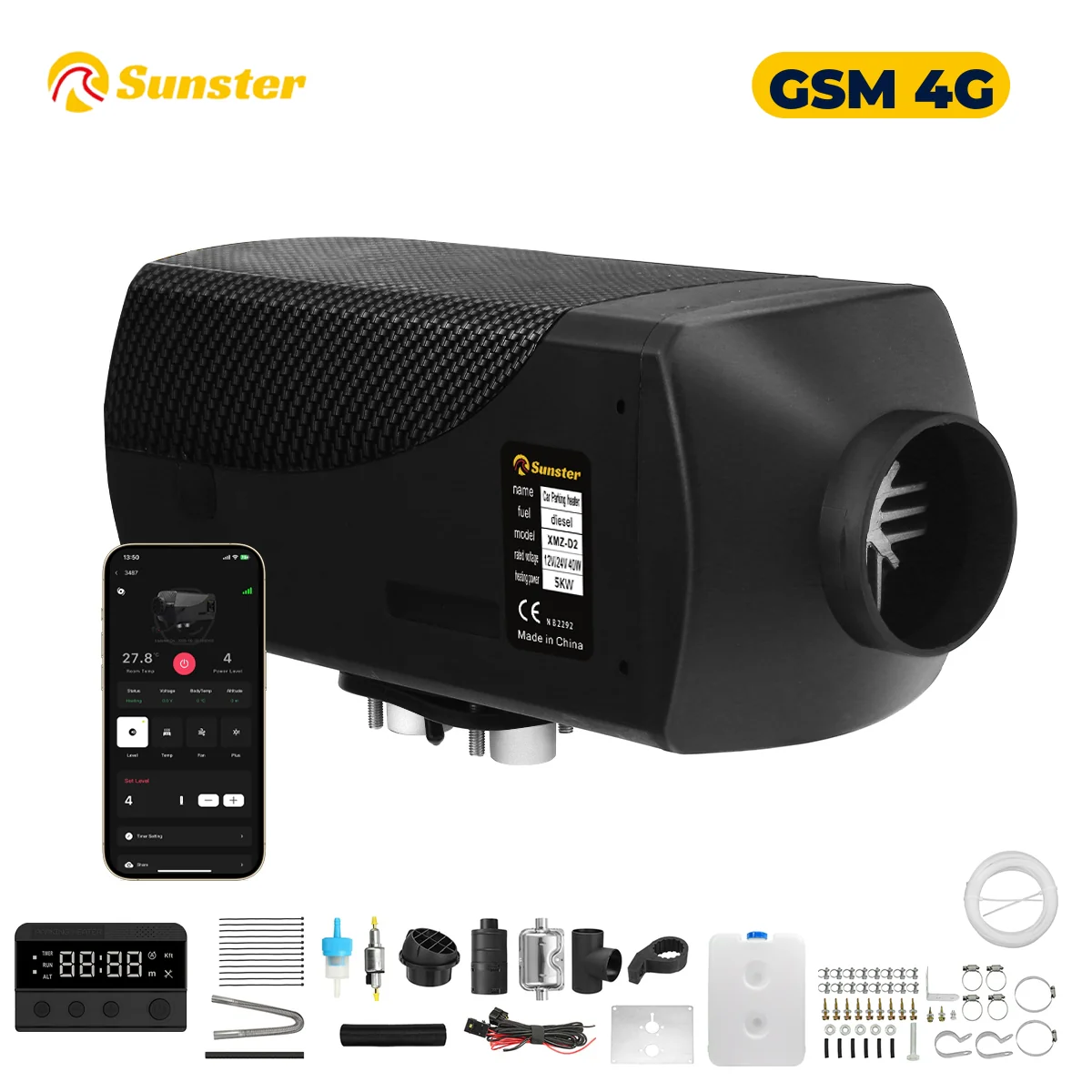 Sunster A2446 Diesel Heater 8KW 12/24V, Traditional GSM LET-4/5G Version - Image 3