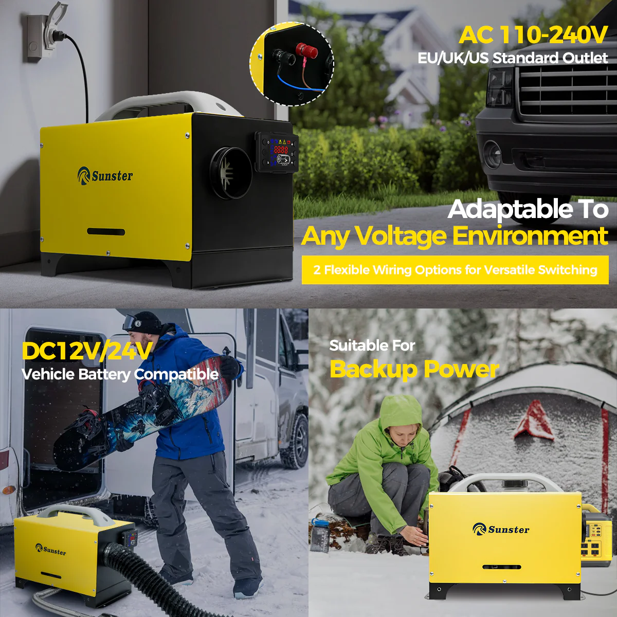 Sunster A2013ST Diesel Heater 8KW 12/24V 110-240V, Plus A2409PW Switch All in One WIFI Bluetooth Version - Image 7