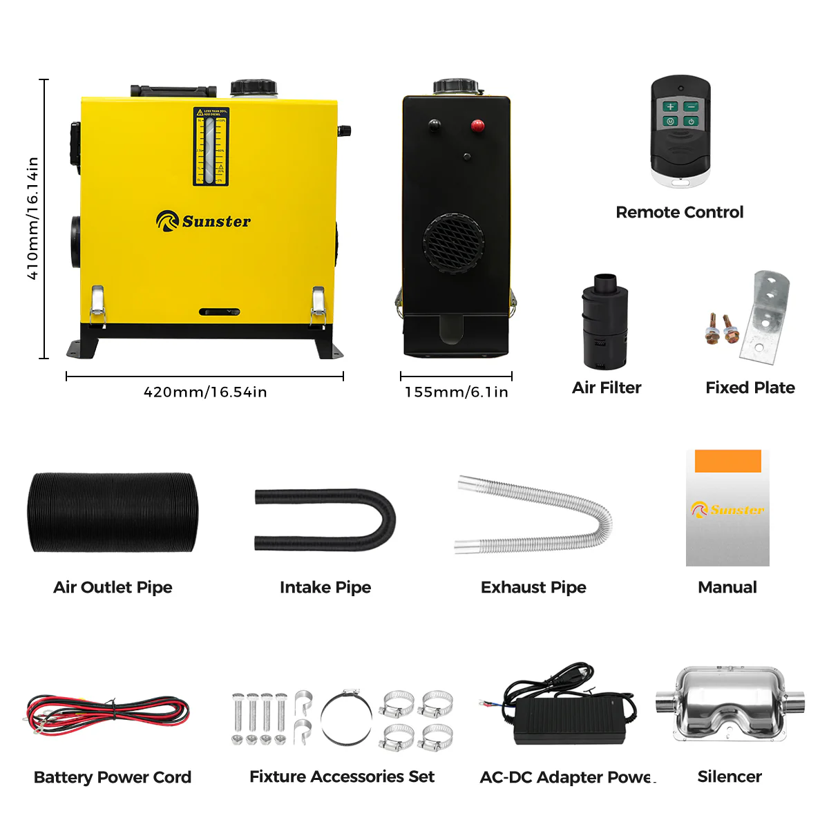 Sunster A2013SL Diesel Heater 8KW 12/24V 110-240V, All in One Classic Version - Image 12