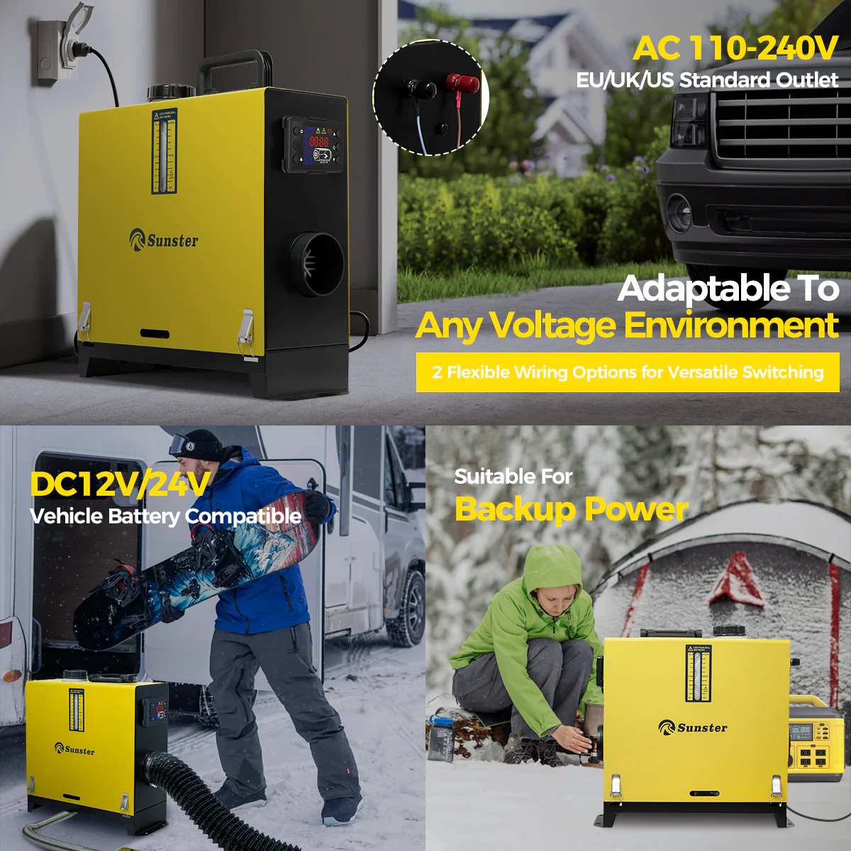 Sunster A2013SL Diesel Heater 8KW 12/24V 110-240V, All in One Classic Version - Image 3