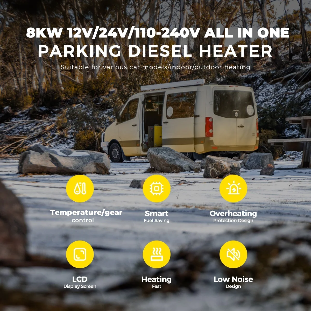 Sunster A2013SL Diesel Heater 8KW 12/24V 110-240V, All in One Classic Version - Image 5