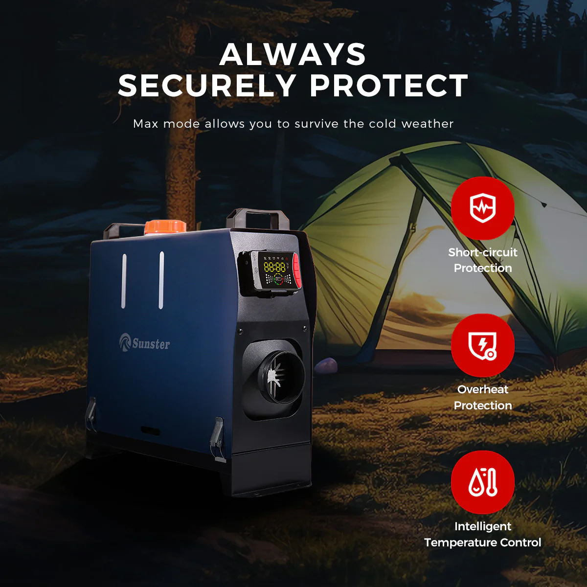 Sunster A2105LVP Diesel Heater 8KW 12/24V 110-240V, All In One Bluetooth Version - Image 9