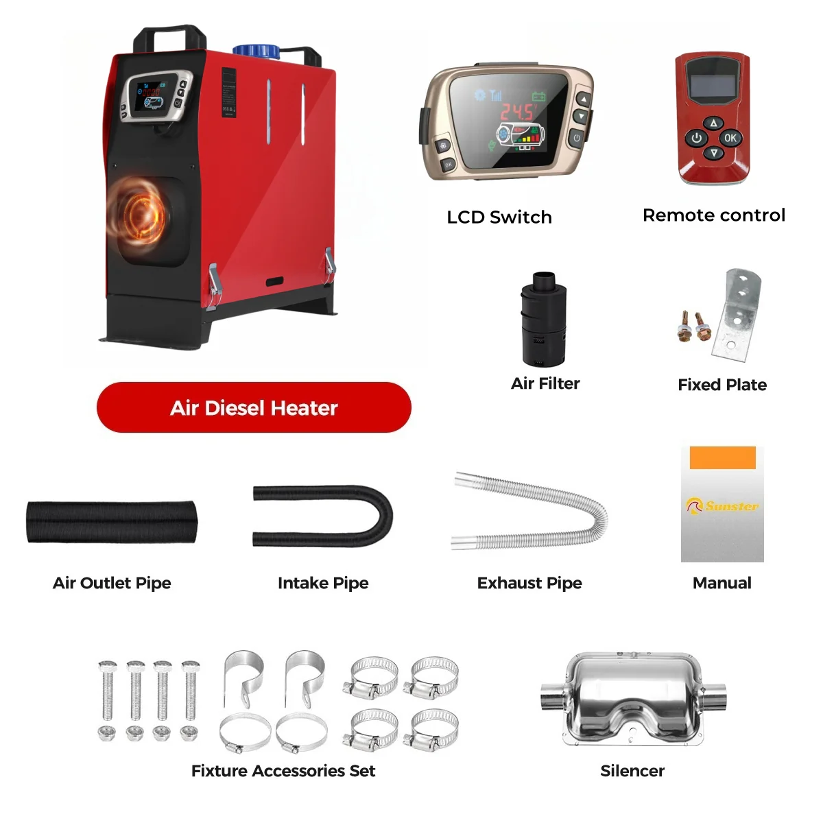 Sunster A2018GL Diesel Heater 8KW 12V, All in One Classic Version - Image 15
