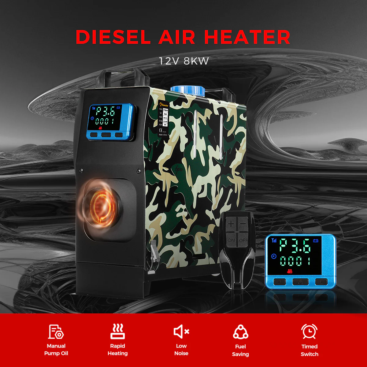 Sunster A2019V  Diesel Heater 8KW 12V, All in One Classic Version - Image 4
