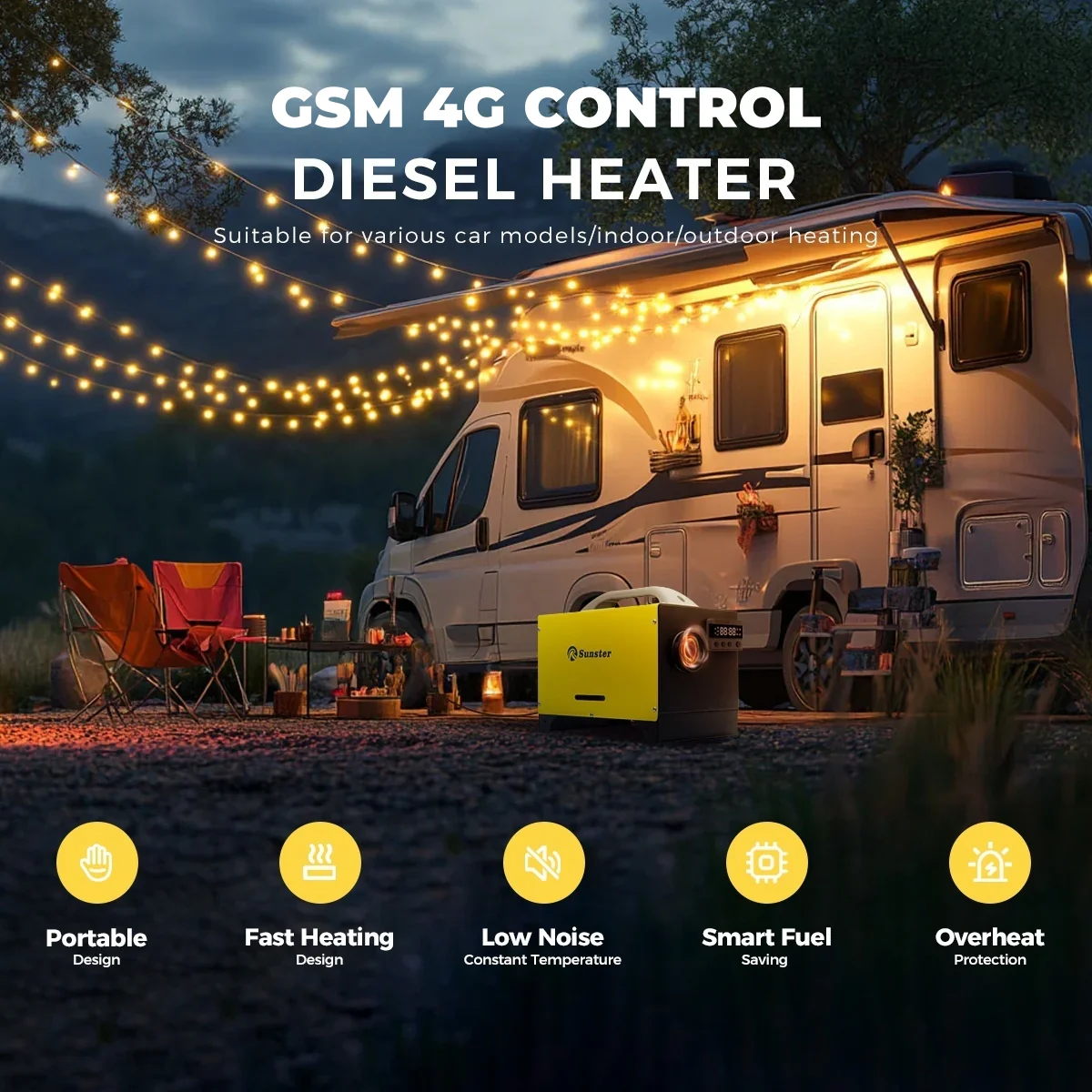 Sunster A2446 Diesel Heater 8KW 12/24V 110-240V, All in One GSM LET-4G/5G Version - Image 4