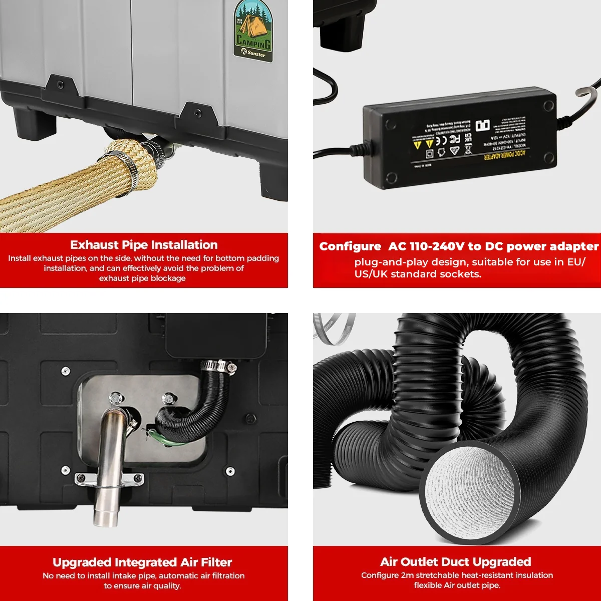 Sunster TB10PRO Diesel Heater 8KW 12/24V 110-240V, ToolBox WIFI Bluetooth Upgrade Version - Image 10