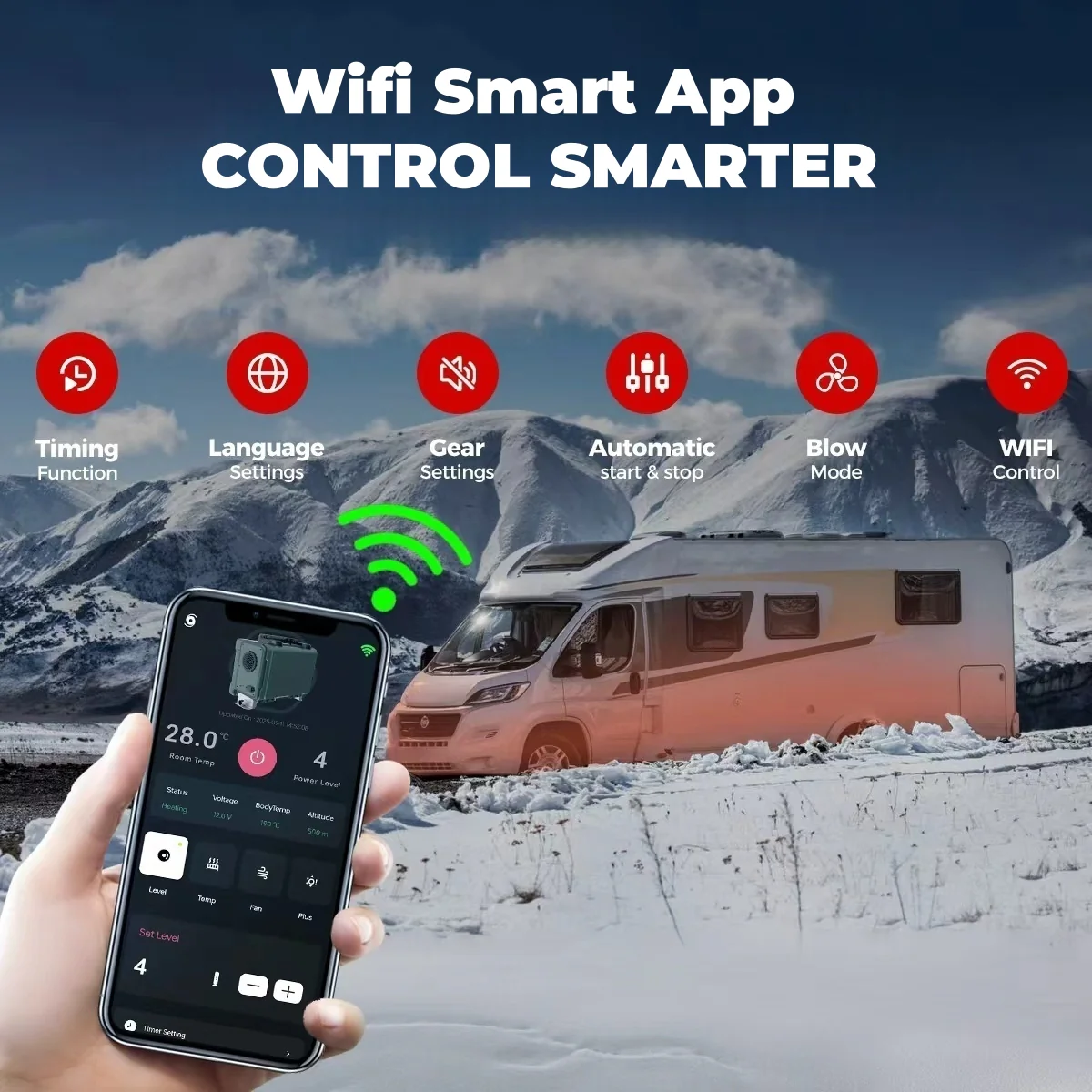 Sunster TB10PRO Diesel Heater 8KW 12/24V 110-240V, ToolBox WIFI Bluetooth Upgrade Version - Image 3